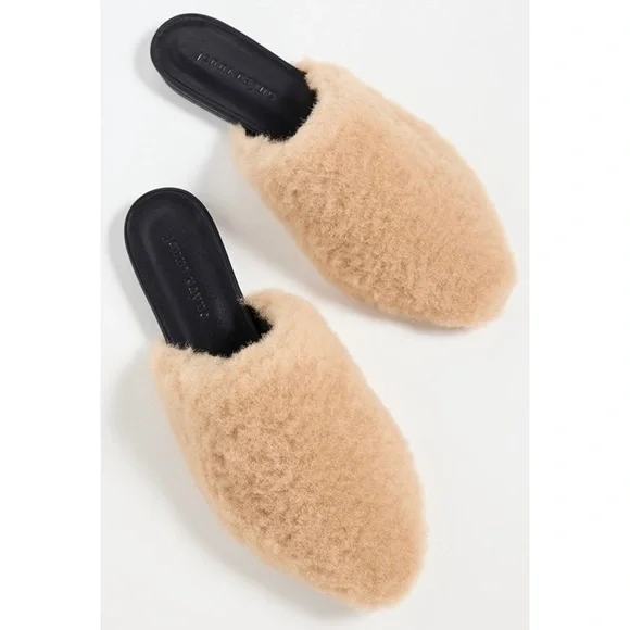 Jenni Kayne Tan Shearling Mules - Picture 2 of 11